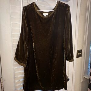 J. Jill Olive Green Velvet Shift Dress